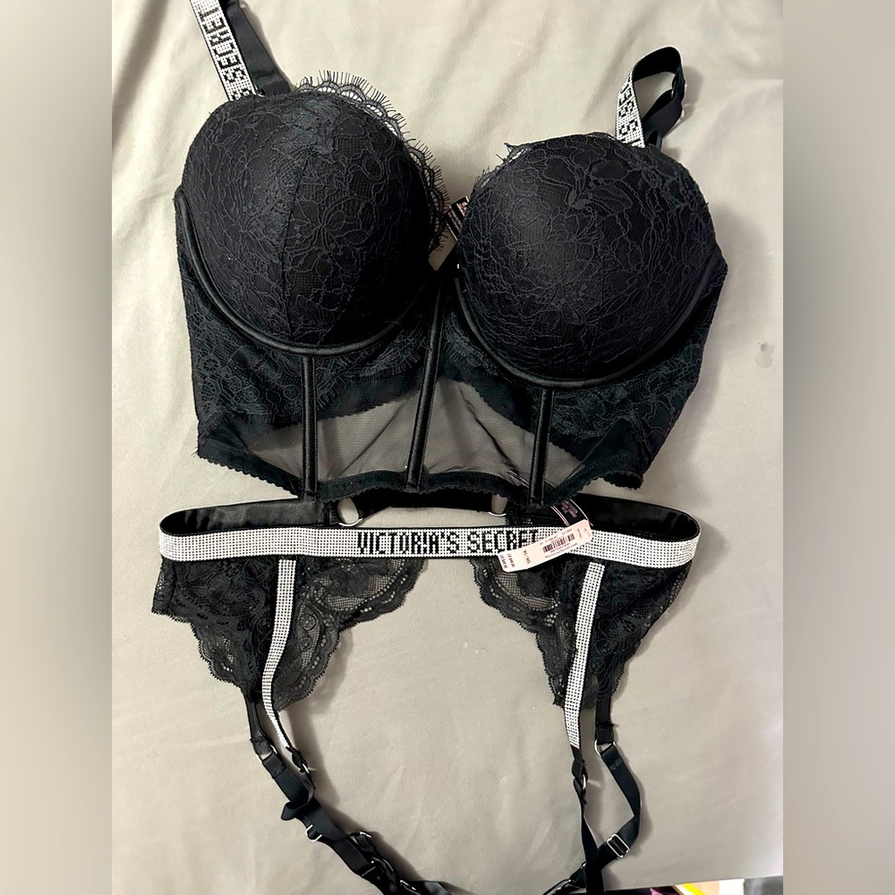Victorias Secret rhinestone bustier and garter set